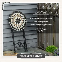 Outsunny Plantenstandaard Ø36 x 67 cm Bloemenstandaard Opvouwbaar Rond voor Balkon Steenmozaïek Tuin Indoor Outdoor Meerkleurig(m-4)
