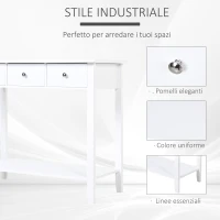 Homcom Consolle con Ripiano inferiore e Cassetto in Legno di Pino Bianco(m-4)