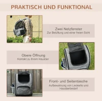 Pawhut 2-in-1 Hondentransporttas Oxford-stof Grijs + Wit + Zwart(m-4)
