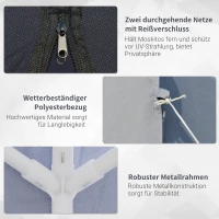 Outsunny tuinpaviljoen paviljoen feesttent partytent weerbestendige tent met muggengaas metaal + polyester grijs 3 x 3 m(m-4)