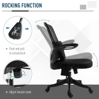 Vinsetto Office Chair 2-Point Massage Executive Ergonomic USB Power Mesh Design 360° Swivel with Lumbar Support, Black(m-6)