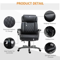 Vinsetto Massage Office Chair High Back with Armrest 6-Point Vibration Executive Chair with Adjustable Height Black(m-8)