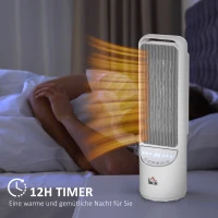 HOMCOM Heizgerät Heizlüfter 2000W Elektroheizer Keramik Heizturm mit Fernbedienung 12-Stunden-Timer Oszillation Heizer Heizung Kunststoff Weiß Ø15,1 x 50,9H cm(m-7)