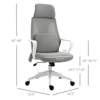 Vinsetto Mesh Massage Office Chair w/Pillow&Headrest Adjustable Height High Back Rocking Armrest Home Office Grey(m-3)