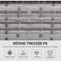 Outsunny Salon de jardin 6 pers. grand confort canapé d'angle + 2 poufs + table à manger coussins assise & dossier fournis résine tressée grise(m-4)