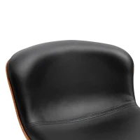 HOMCOM Set Of 2 PU Leather Rounded Tub Bar Stools Adjustable Height Swivel w/ Steel Base Footrest Stylish Modern Unique Home Cafe Seating Swivel Black(m-8)