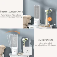 HOMCOM Heizgerät Heizlüfter 2000W Elektroheizer Keramik Heizturm mit Fernbedienung 12-Stunden-Timer Oszillation Heizer Heizung Kunststoff Weiß Ø15,1 x 50,9H cm(m-5)