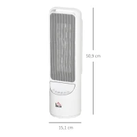 HOMCOM Heizgerät Heizlüfter 2000W Elektroheizer Keramik Heizturm mit Fernbedienung 12-Stunden-Timer Oszillation Heizer Heizung Kunststoff Weiß Ø15,1 x 50,9H cm(m-3)