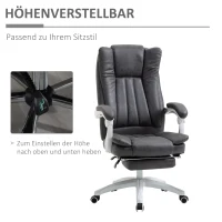 Vinsetto Bürostuhl Drehstuhl mit Liegefunktion Fußstütze Bürosessel Sitzhöhenverstellung Stuhl Schreibtischstuhl Mikrofaser Kunststoff Metall Nylon Schwarz+Dunkelgrau 63 x 71 x 110-118 cm(m-4)