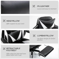 Vinsetto Racing Gaming Chair Adjustable Height Recliner with Wheels, Headrest,Lumbar Support Retractable Footrest Home Office(m-8)