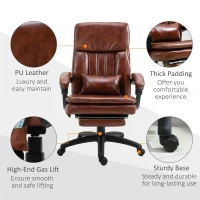 Vinsetto High Back Office Chair, Gaming Recliner Chair with Footrest, 7 Massage Points, Adjustable Height, Reclining Back, PU Leather, Brown(m-8)