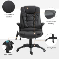 HOMCOM Vibrating Massage Heat Executive Home Office Chair Faux Leather Computer Swivel Recliner High Back for Adult, Black(m-8)