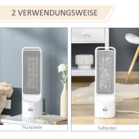 HOMCOM Heizgerät Heizlüfter 2000W Elektroheizer Keramik Heizturm mit Fernbedienung 12-Stunden-Timer Oszillation Heizer Heizung Kunststoff Weiß Ø15,1 x 50,9H cm(m-8)