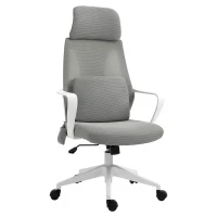 Vinsetto Mesh Massage Office Chair w/Pillow&Headrest Adjustable Height High Back Rocking Armrest Home Office Grey(m-2)