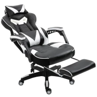 Vinsetto Racing Gaming Chair Adjustable Height Recliner with Wheels, Headrest,Lumbar Support Retractable Footrest Home Office(m-10)