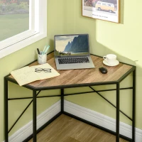 HOMCOM Bureau d'angle Table de travail Style Industriel cadre en métal et Plateau en bois - dim. 80L x 80l x 77,5H cm(m-8)