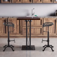 HOMCOM Vintage Industrial Metal Tractor Seat Bar Stool, Adjustable Cast Iron(m-10)