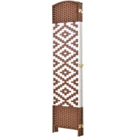 Paravent intérieur 4 panneaux pliables peuplier tressé osier marron blanc(m-8)