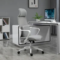 Vinsetto Mesh Massage Office Chair w/Pillow&Headrest Adjustable Height High Back Rocking Armrest Home Office Grey(m-15)