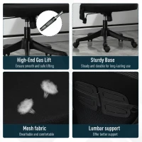 Vinsetto Office Chair 2-Point Massage Executive Ergonomic USB Power Mesh Design 360° Swivel with Lumbar Support, Black(m-9)