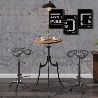 HOMCOM Vintage Industrial Metal Tractor Seat Bar Stool, Adjustable Cast Iron(m-1)