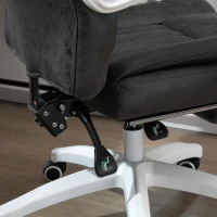Vinsetto Bürostuhl Drehstuhl mit Liegefunktion Fußstütze Bürosessel Sitzhöhenverstellung Stuhl Schreibtischstuhl Mikrofaser Kunststoff Metall Nylon Schwarz+Dunkelgrau 63 x 71 x 110-118 cm(m-8)