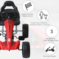 HOMCOM Go-Kart für Kinder Tretfahrzeug Tretauto Kinderfahrzeug mit Pedalen 4 Räder Metall + Kunststoff Rot für 3 Jahre(m-4)