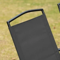 Outsunny Ensemble salon de jardin 8 pièces avec grand parasol, table dim.140L x 90l x 70H cm et chaises pliantes pour 6 personnes - métal époxy textilène polyester noir(m-8)