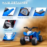 AIYAPLAY Quadriciclo Elétrico HONDA para Crianças de 18-36 Meses Quadriciclo Elétrico Infantil a Bateria 6V com Faróis LED Buzina Velocidade de 2,8km/h e Avance 65,5x35,5x43,5cm Azul(m-7)