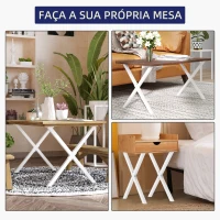 HOMCOM Conjunto de 2 Pés para Mesa Estilo Industrial 40x43cm em Forma de X Pés para Móveis de Aço com Protetores e Parafusos de Montagem Incluídos Branco(m-7)