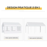 Outsunny Tente de réception chapiteau de jardin chapiteau barnum 4 parois amovibles portes zippées idéal pour fête mariage soirée 6 x 4 x 2,8 m acier toile polyéthylène 180 g/m² blanc(m-6)