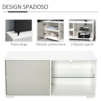 HOMCOM Mobile Porta TV Basso Design Moderno in Legno Bianco e Grigio per Soggiorno o Camera, TV fino a 42"(m-5)