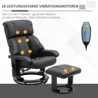 HOMCOM Massagesessel Fernsehsessel Sessel mit Hocker Massagefunktion samtartiges Polyester Schwarz 76 x 80 x 102 cm(m-4)