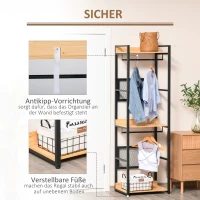 HOMCOM Garderobeständer Mantelgestell Kleiderständer Kleidung Hüte Taschen Schuhe Multifunktion Schwarz+Natur  60 x 40 x 190 cm(m-4)