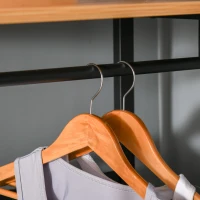 HOMCOM Garderobeständer Mantelgestell Kleiderständer Kleidung Hüte Taschen Schuhe Multifunktion Schwarz+Natur  60 x 40 x 190 cm(m-8)