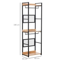 HOMCOM Garderobeständer Mantelgestell Kleiderständer Kleidung Hüte Taschen Schuhe Multifunktion Schwarz+Natur  60 x 40 x 190 cm(m-3)