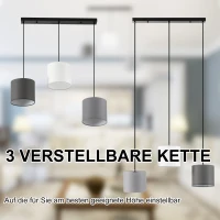 Lampa sufitowa Żyrandol z 3 wiszącymi łańcuchami i 3 oprawami żarówki E14(m-5)