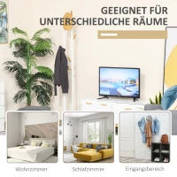 HOMCOM Garderobenständer Standgarderobe mit 8 Haken Kleiderständer weiße Metallrahmen und Bambus-zweige Wohnzimmer Eingangsbereich Schlafzimmer Mantel Handtaschen 34 x 30 x 183 cm(m-6)