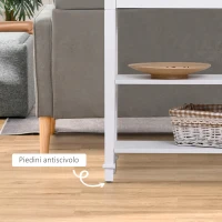 HOMCOM Tavolo Consolle Bianco e Color Legno con Cassetto e 2 Ripiani, Tavolino Salvaspazio in MDF, 75.6 x 27.5 x 80.5cm(m-6)