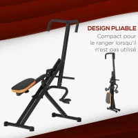 HOMCOM Appareil de fitness total crunch pliable pour crunch abdominaux squat avec assise réglable et poignées ergonomiques(m-4)