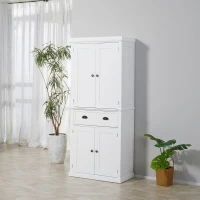 HOMCOM keukenkast servieskast met lade eetkamerkast 6 niveaus MDF wit(m-7)