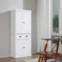 HOMCOM keukenkast servieskast met lade eetkamerkast 6 niveaus MDF wit(m-2)