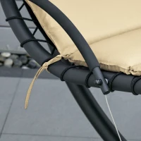 Outsunny Espreguiçadeira Suspensa com Chapéu de Sol com Proteção UV Espreguiçadeira Baloiço Ergonómica para Jardim Pátio 190x110x190cm Bege(m-5)
