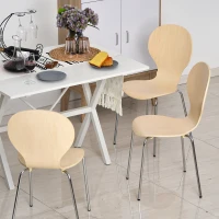 HOMCOM 4-er Set Esszimmerstühle Küchenstuhl Holzstuhl für Küche und Esszimmer mit Metallfüßen Massivholz Natur 45 x 50 x 88 cm(m-6)