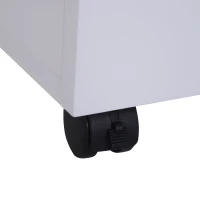 HOMCOM Rollcontainer, Bürocontainer mit 3 Schubladen, Büroschrank, Aufbewahrung, Container,4 Universalräder, Spanplatte, Weiß+Natur, 34 x 40 x 60,5 cm(m-9)