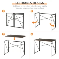 HOMCOM Computertisch, Schreibtisch, PC Tisch, Bürotisch,Industrie-Design, Spanplatte, Stahl, Braun 100 x 50 x 72,5 cm(m-4)