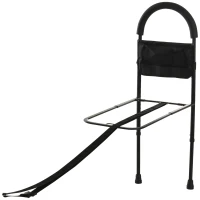 HOMCOM Bettgriff Bettaufrichter, Höhenverstellbare Aufstehhilfe, Haltegriff mit Aufbewahrungstasche, Schwarz, L72 x B36 cm(m-1)