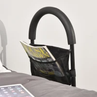 HOMCOM Bettgriff Bettaufrichter, Höhenverstellbare Aufstehhilfe, Haltegriff mit Aufbewahrungstasche, Schwarz, L72 x B36 cm(m-9)