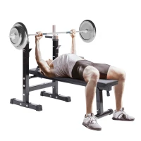 HOMCOM Multifunktion Hantelbank Kraftstation Trainingsbank mit Dip Barren 5-Fach Höhenverstellbar Dip-Station, Fitnessstation bis 150 kg einstellbar faltbar Stahl Schwarz 123,6 x56 x111cm(m-10)
