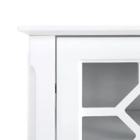 HOMCOM Kommode Sideboard Vitrinenschrank Küchenschrank Unterschrank Badzimmerschrank Bücherschrank Einlegeböden verstellbar MDF Glas weiß elegant 75,4 x 39,4 x 81,5 cm(m-9)